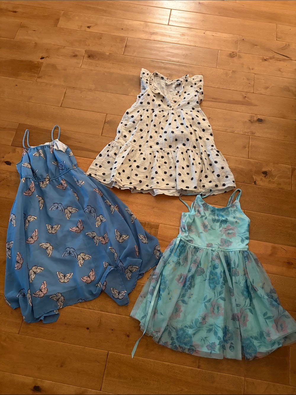 3 dress bundle Size 7 7/8. H&M butterfly (7) zenzi floral cat and jack polka dot